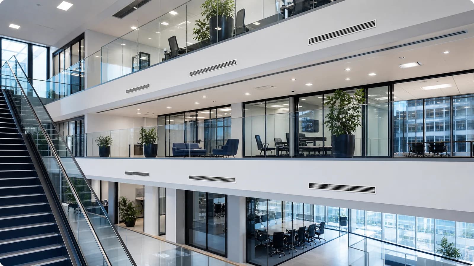 Multiple floors in a commercial building with zone-based climate control